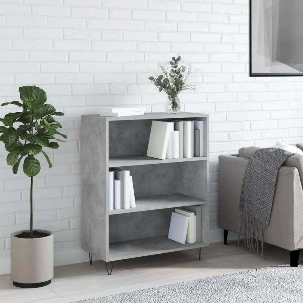 Libreria Grigio Cemento 69,5x32,5x90 Cm İn Legno Multistrato /