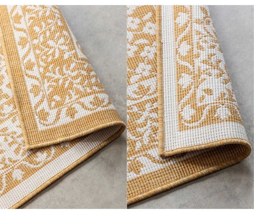 Tappeto da esterno giallo ocra e crema 80x150 cm Gemini - Elle Decoration
