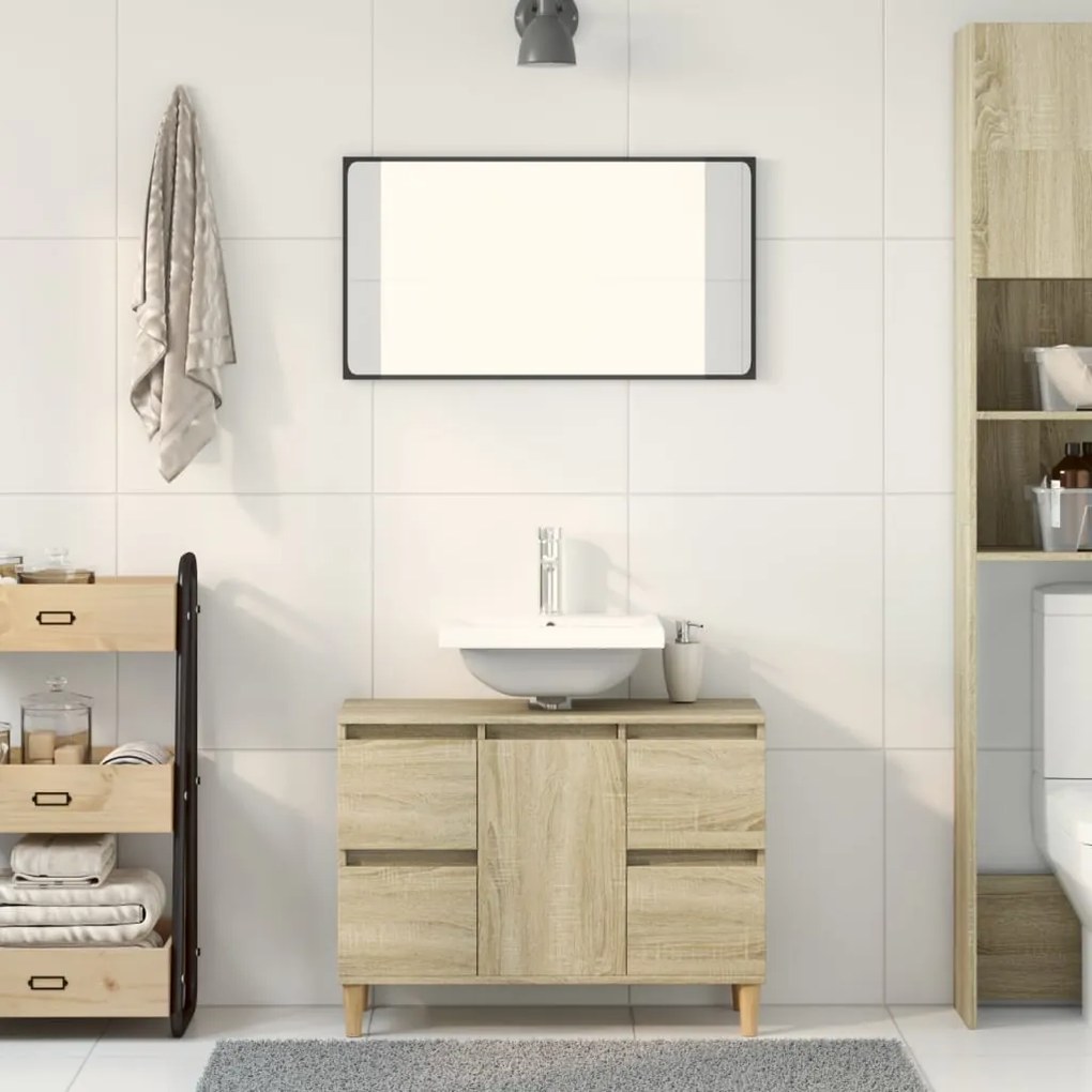 Mobile lavabo rovere sonoma 80x33x60 cm in legno multistrato