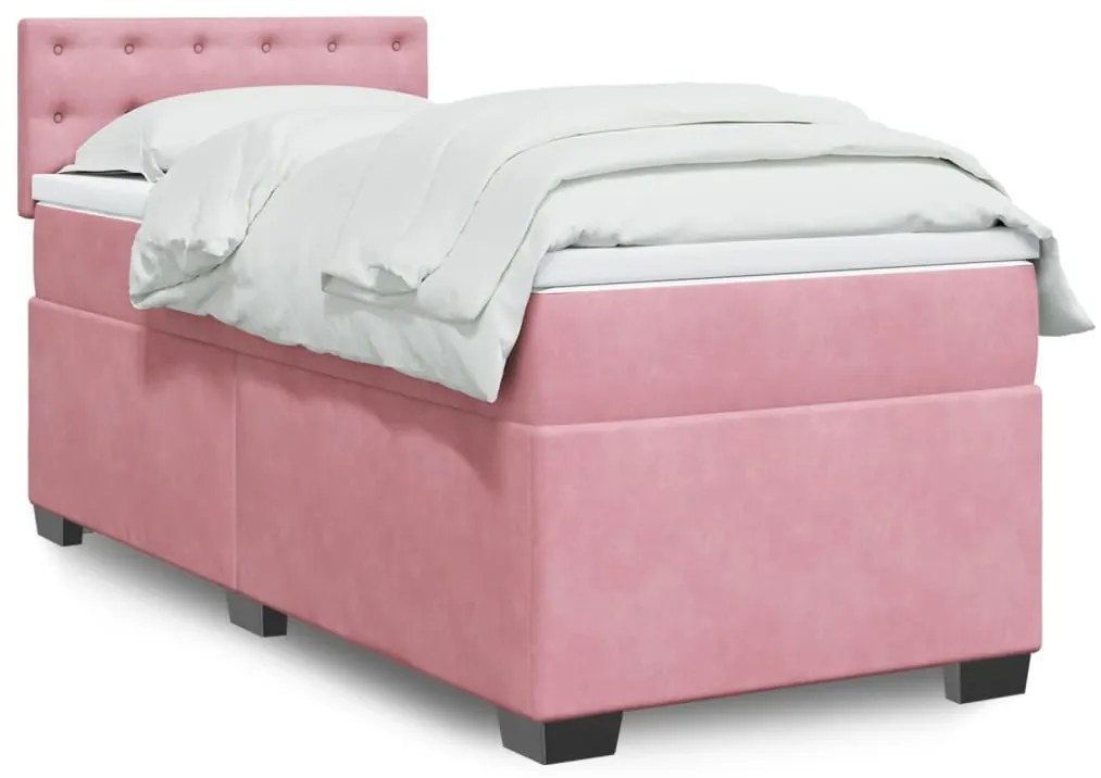 Giroletto A Molle Con Materasso Rosa 100x200 Cm İn Velluto /