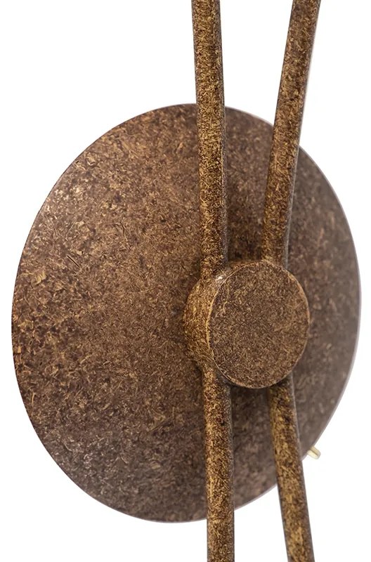 Applique da parete rustica marrone ruggine con interruttore 2 luci - Kreta
