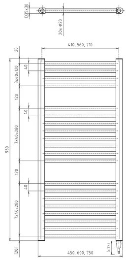 Aqualine - Radiatore elettrico da bagno DIRECT-E 300W/230V 96 cm opaco nero