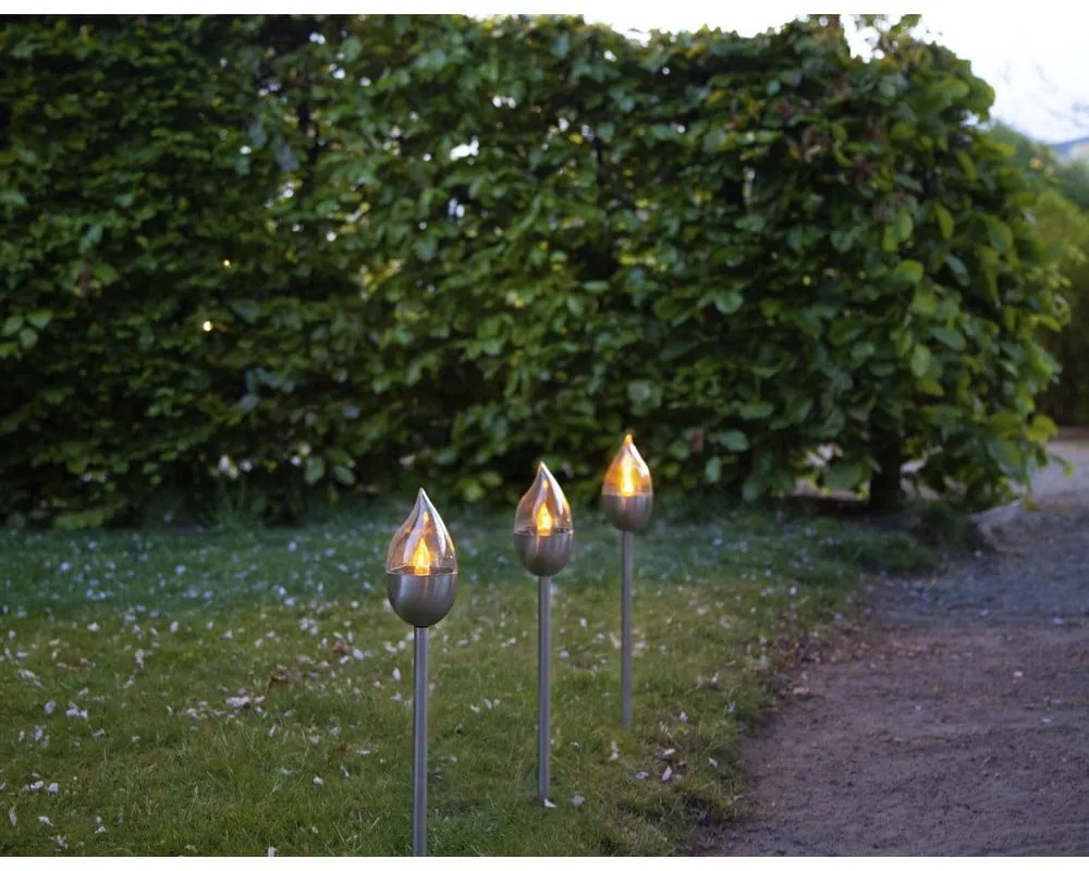 Illuminazioni esterne in set LED con alimentazione a pannelli solari con picchetto 3 pz (altezza totale 40 cm) Olympus – Star Trading