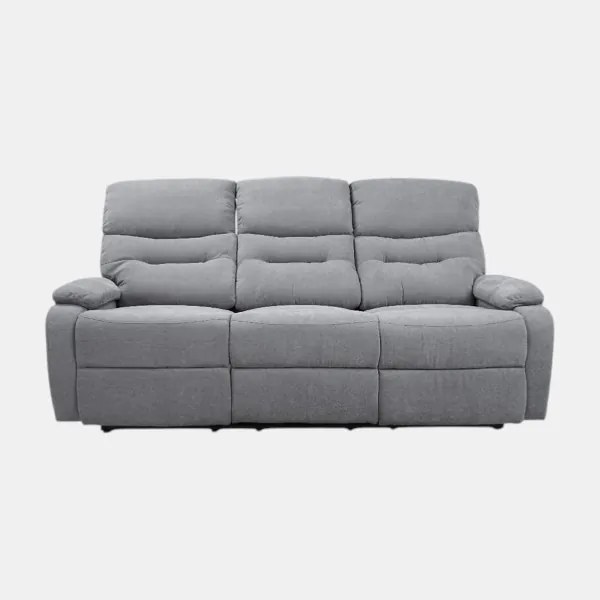 Divano Relax 3 Posti L190 Reclinabile Manuale in Tessuto Grigio SOAVE