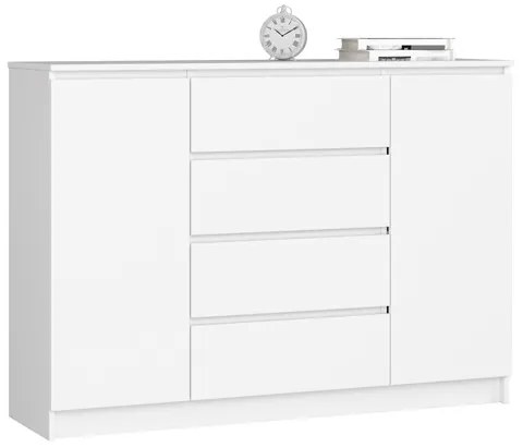 Credenza Soggiorno 2 Ante 4 Cassetti 140x40x100 Artika Bianca