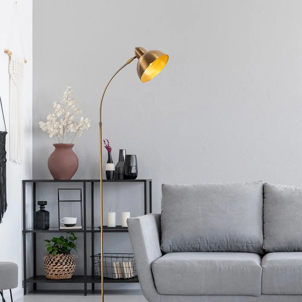 Lampada da terra color ottone con paralume in metallo (altezza totale 162 cm) Marzeo – Opviq lights