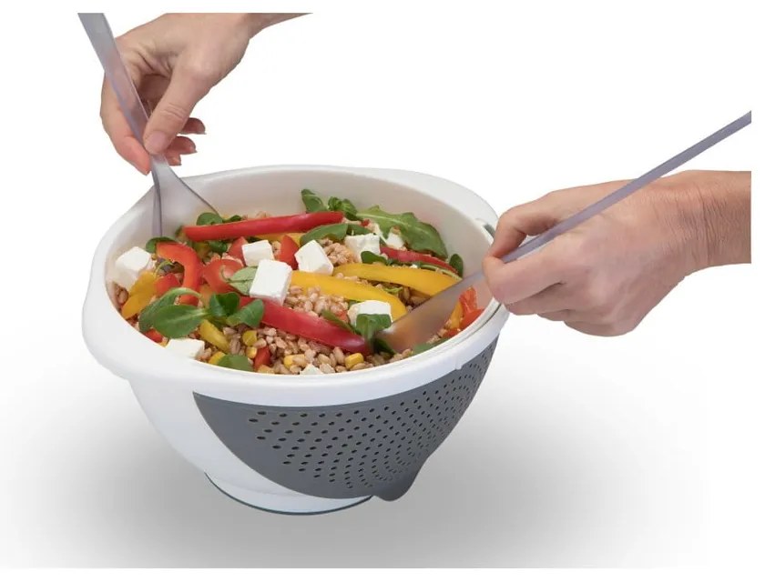 Ciotola bianca con colino 2in1 , Ø 28 cm - Metaltex