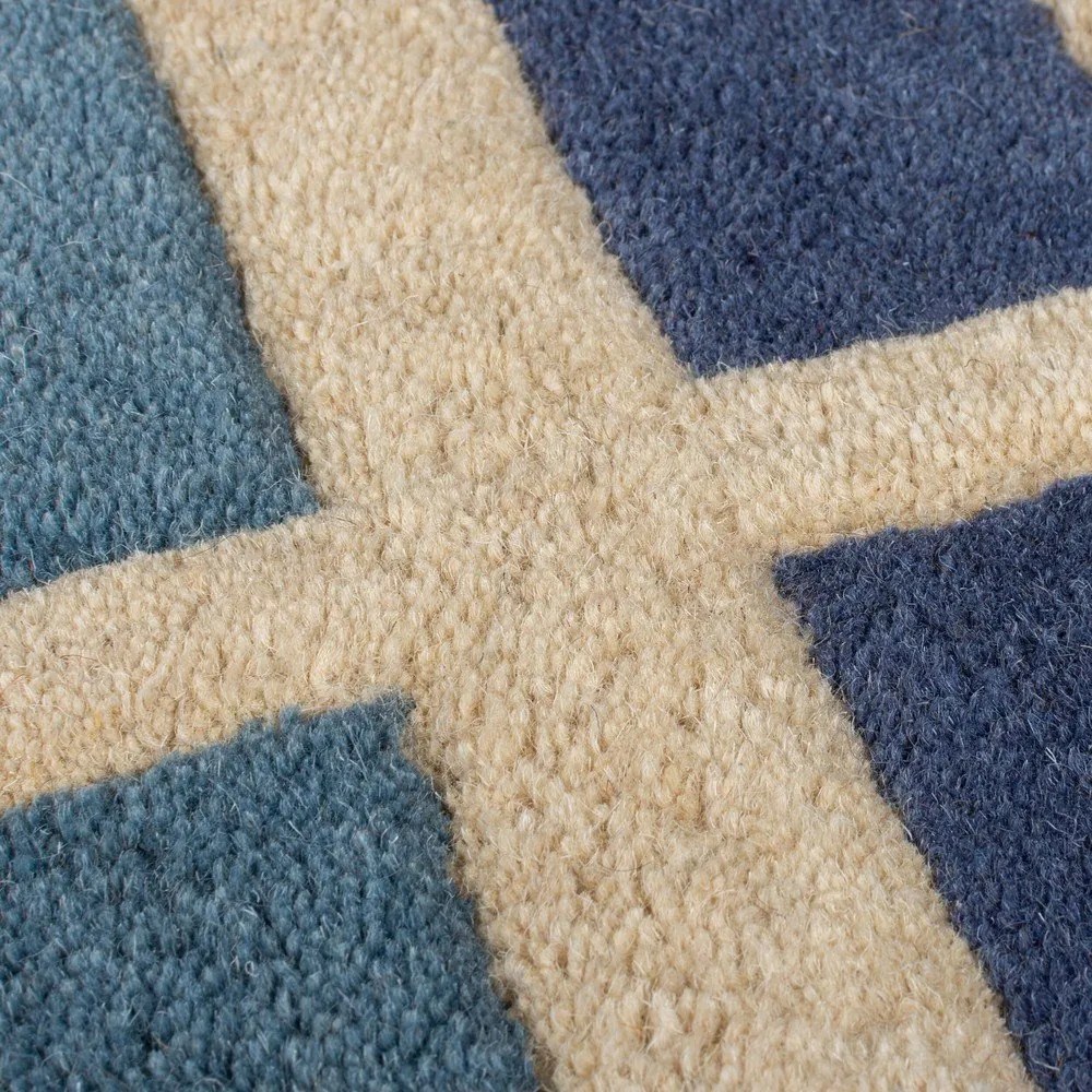 Passatoia in lana blu-arancio tessuta a mano 60x230 cm Retro Blocks - Flair Rugs