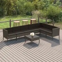 Set Divani da Giardino 8 pz con Cuscini in Polyrattan Grigio cod mxl 38371