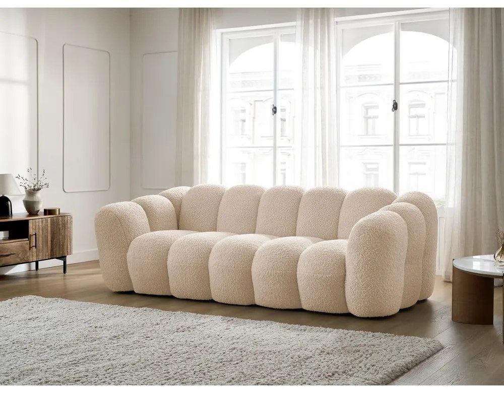 Divano marrone chiaro con rivestimento in bouclé 232 cm Hippolyte – Bobochic Paris