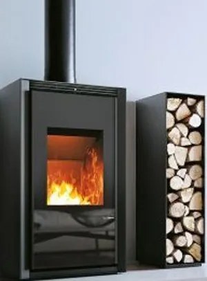 Stufa A Legna ad aria 10 Kw con focolare in Thermofix in acciaio nero Palazzetti Iki Up 10