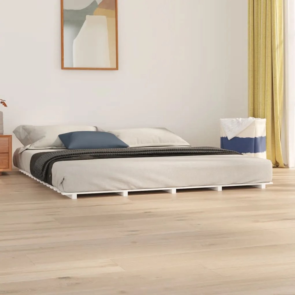 Giroletto Senza Materasso Bianco 160x200 Cm Legno Massello Pino /