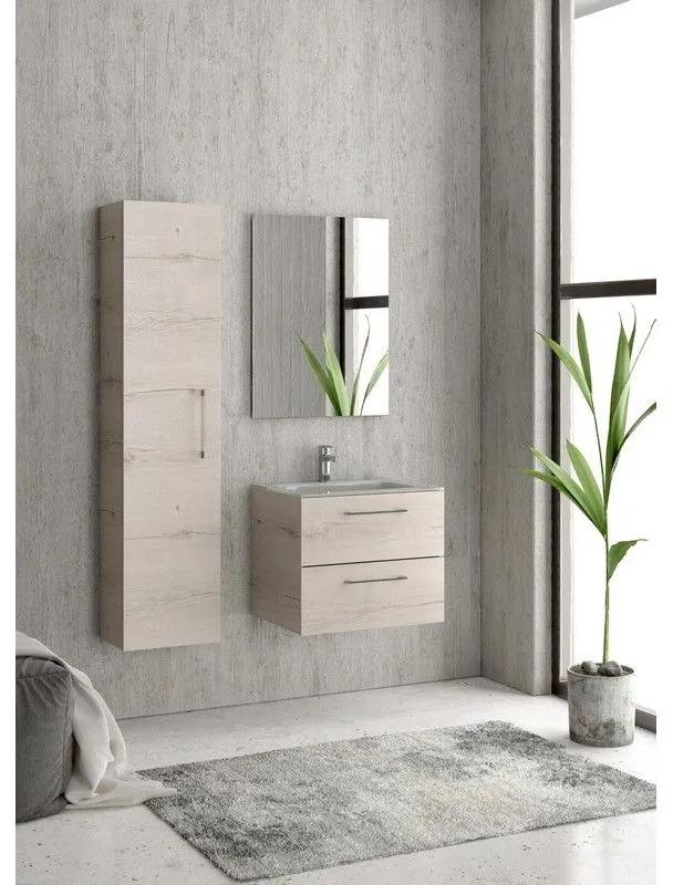 Kamalu - composizione lavabo bagno con mobile 60 cm, colonna e specchio el-60b
