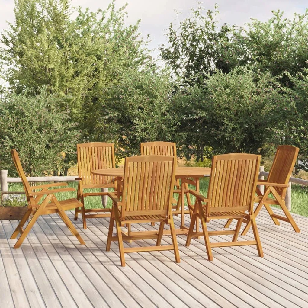 Sedie da giardino reclinabili 6 pz in legno massello di teak