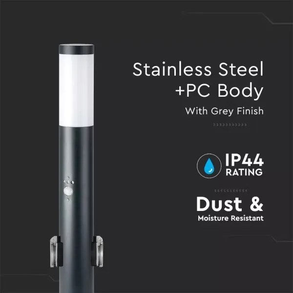 Lampada da esterno con sensore e 2 prese 1xE27/60W/230V IP44 60cm antracite