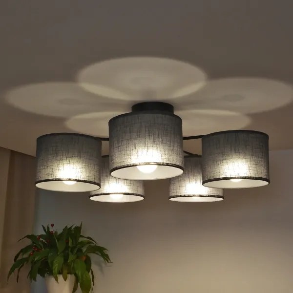 Lampadario a plafone ALBA 5xE27/15W/230V grigio