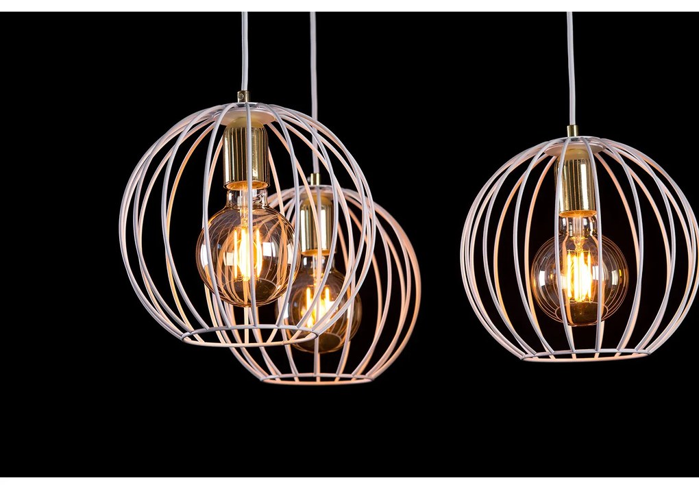 Lampadario Contemporaneo Omoikane Acciaio Bianco 3 Luci E27 Ip20