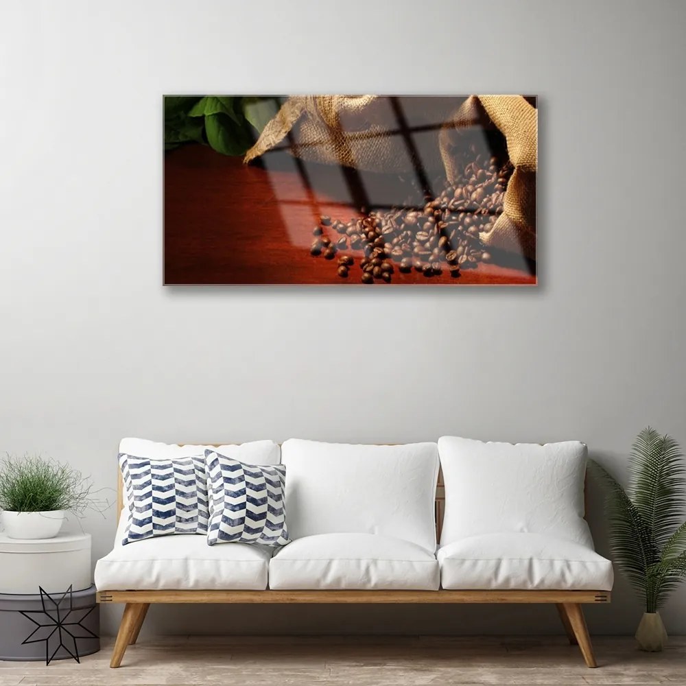 Quadro vetro Cucina a chicchi di caffè 100x50 cm 2 appendini