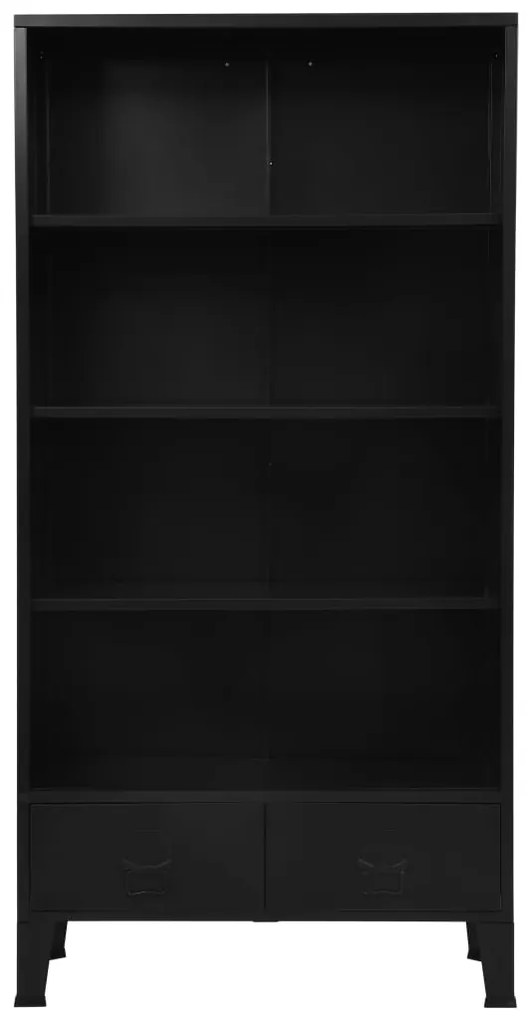 Libreria industriale nera 90x40x180 cm in acciaio