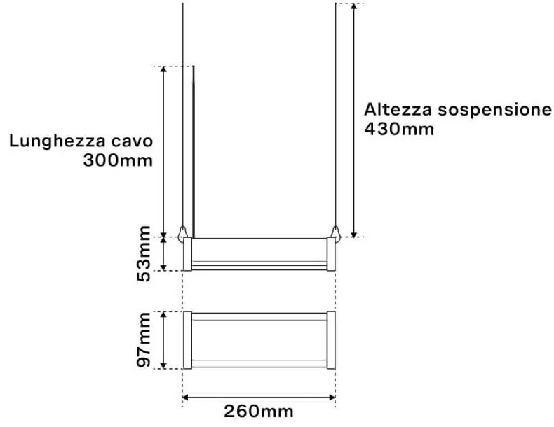 Campana Lineare LED 50W 26cm Sospesa, 5.500 lm Colore Bianco Freddo 6.000K