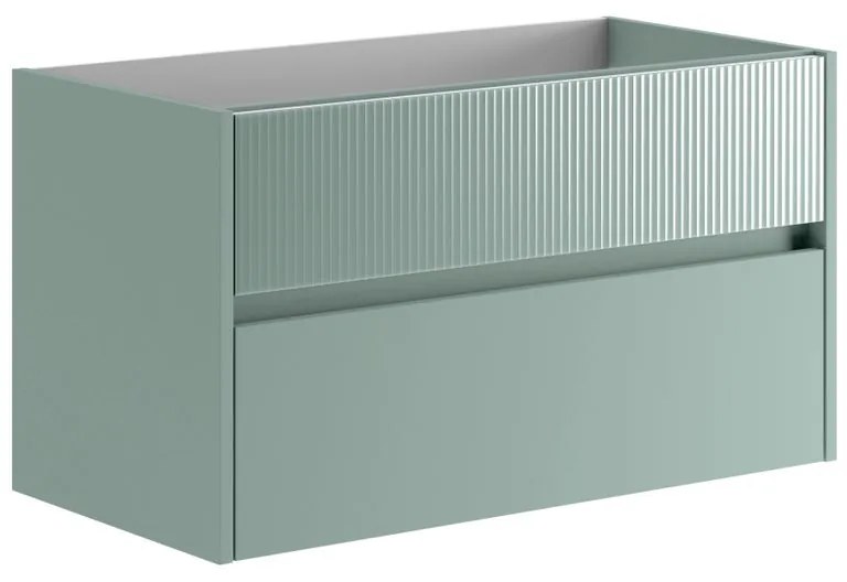 Mobile da bagno sotto lavabo Niwa verde timo laccato opaco L 89.5 x H 50 x P 45.5 cm 2 cassetti, lavabo non incluso