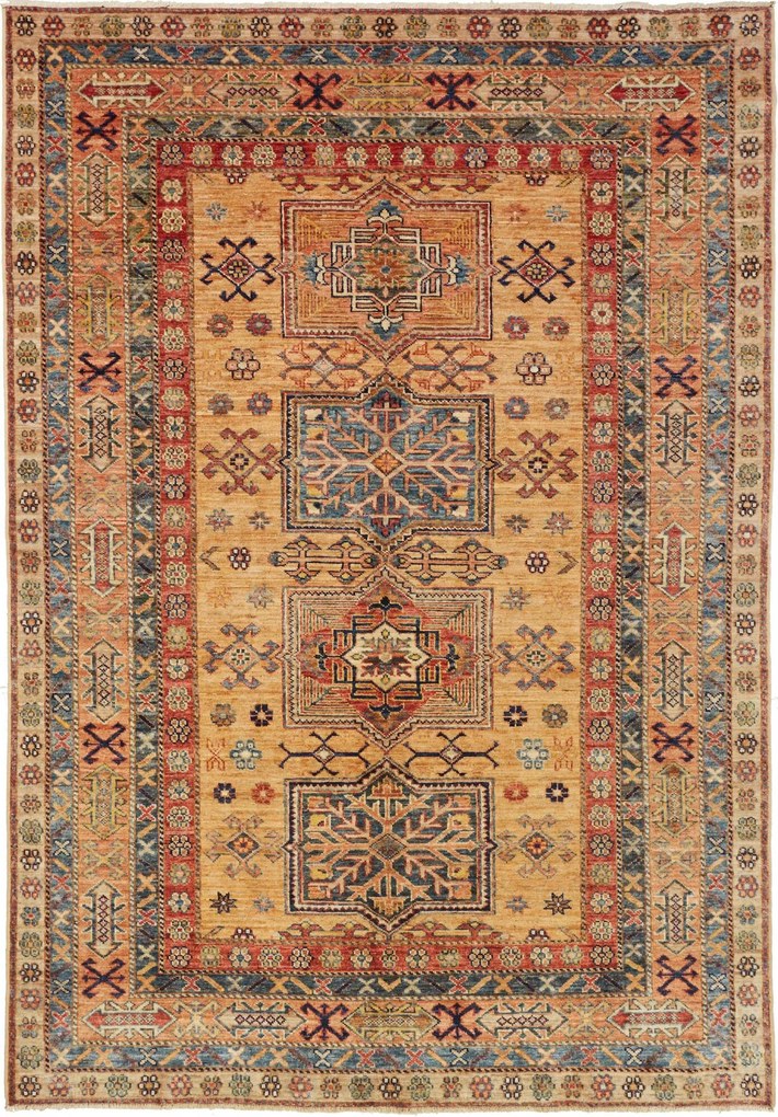 Kazak Tappeto orientale 210x150 Giallo (Pakistan) Annodato A Mano