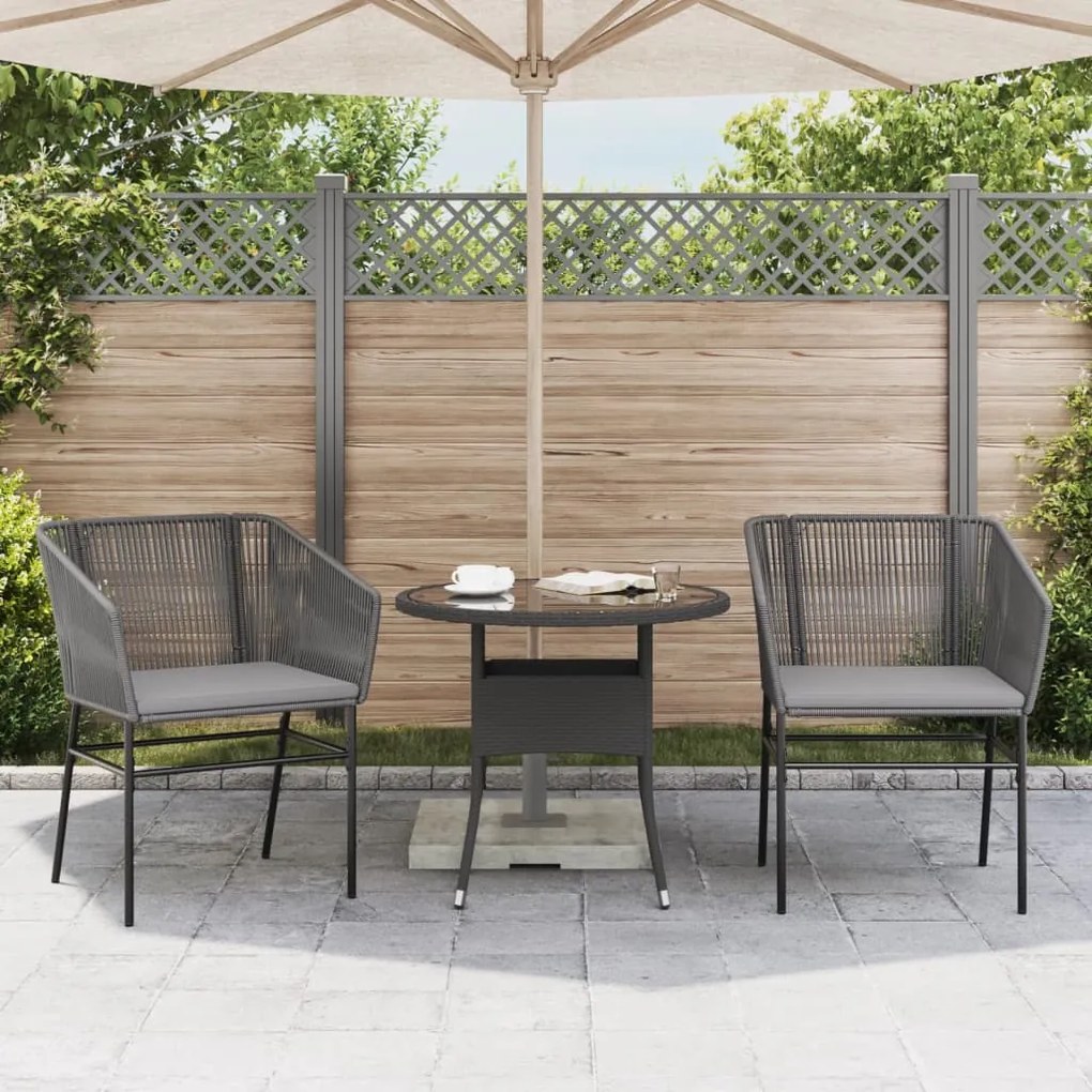 Sedie da giardino 2 pz con cuscini grigio in polyrattan