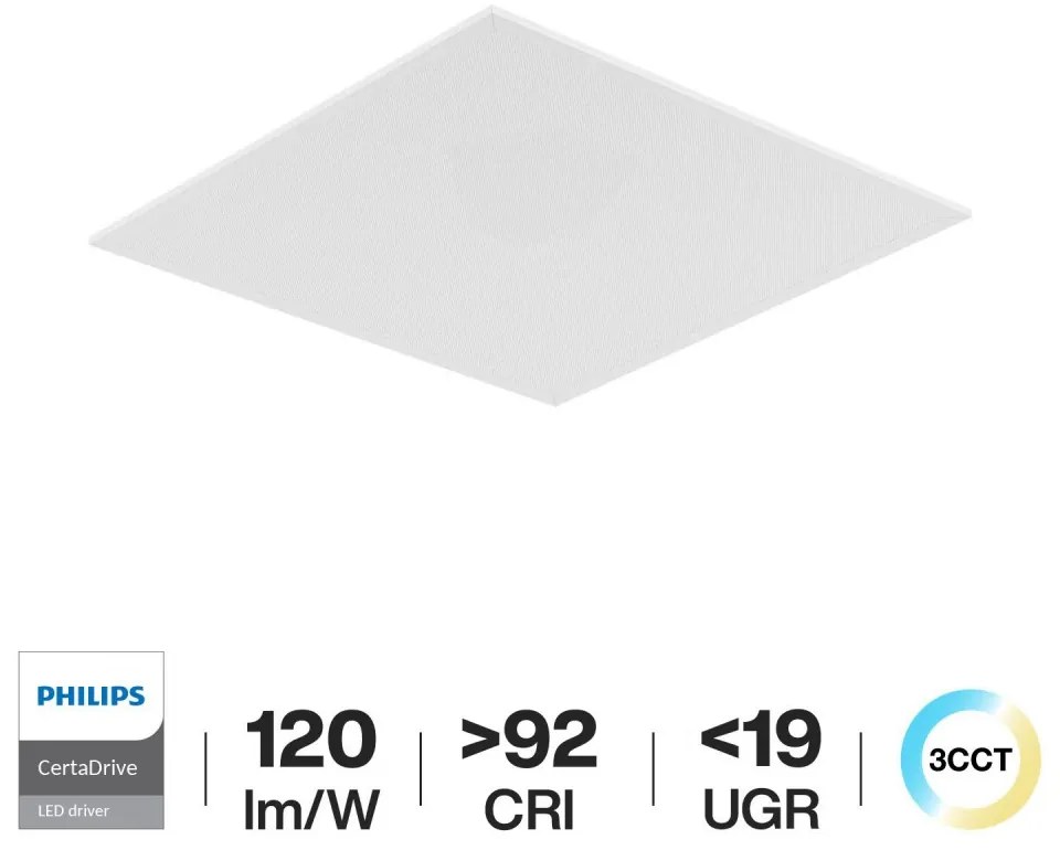 Pannello LED 60x60 42W CCT Bianco Variabile UGR19 CRI92 - PHILIPS CertaDrive Colore Bianco Variabile CCT