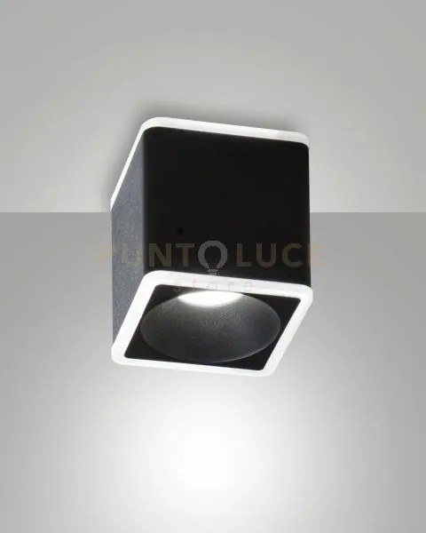 Coiba plafoniera quadrata nera led 13w 3000k 848 + 486lm 2 luci