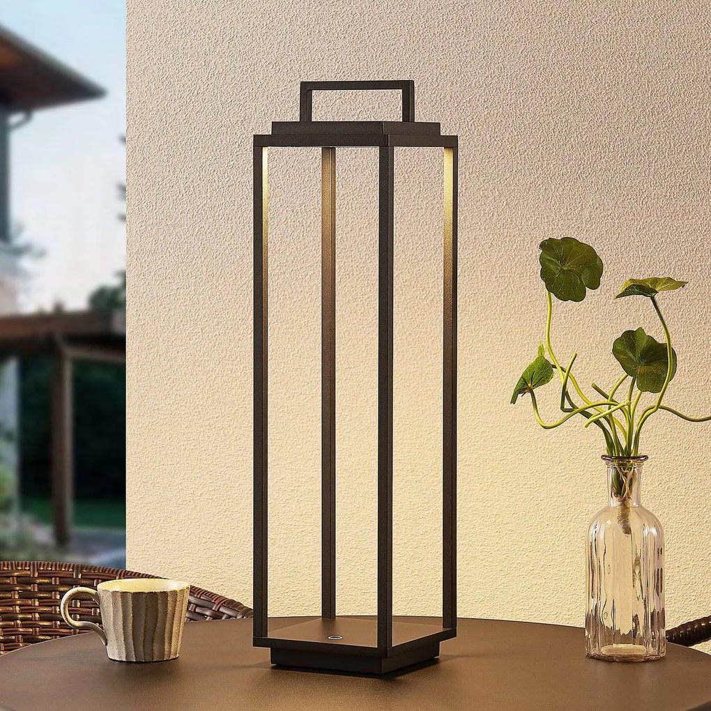 Lucande Lampada da esterno Elaja, nera, batteria ricaricabile, USB, Elaja Lucande, dimmerabile, Nero, Alluminio, Moderno