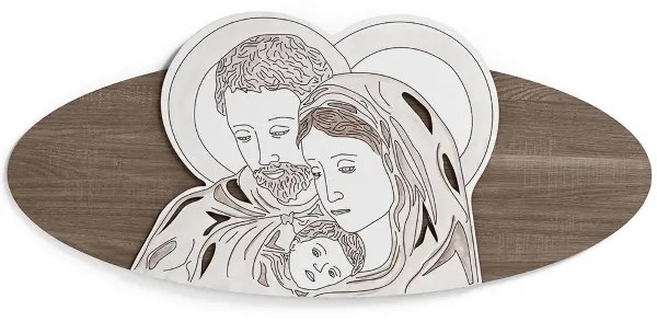 Capezzale ovale Sacra Famiglia 59x119 cm in legno laminato Modello 3