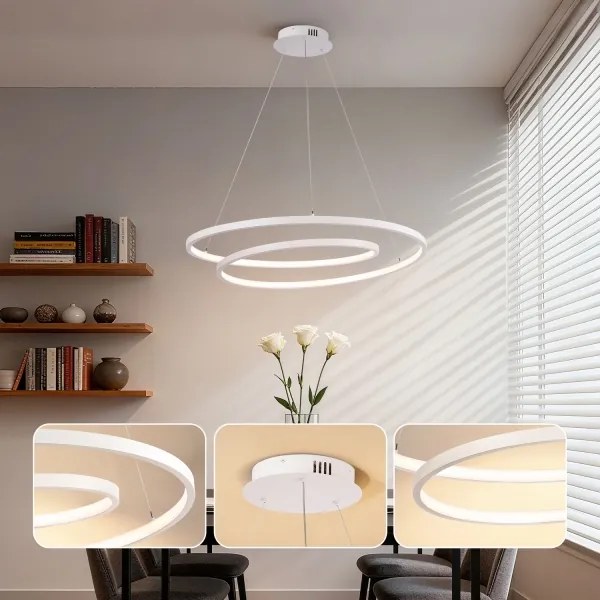 Brilagi-LED Lampadario a sospensione dimmerabile TWISTER LED/75W/230V Ø 70 cm bianco + telecomando