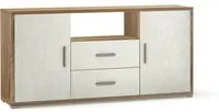 Madia 2 Ante 2 Cassetti 174x84x41 cm Noce Stelvio/Ossido Bianco