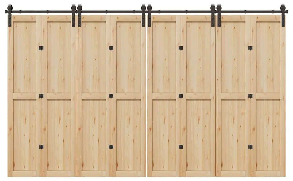 Kit Di Binari Per Porte Scorrevoli 366 Cm Acciaio Nero /