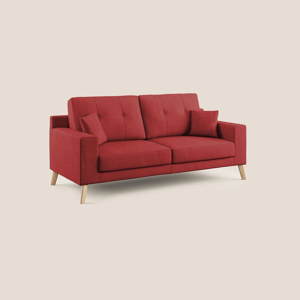 Danish divano moderno in tessuto morbido impermeabile T02 rosso