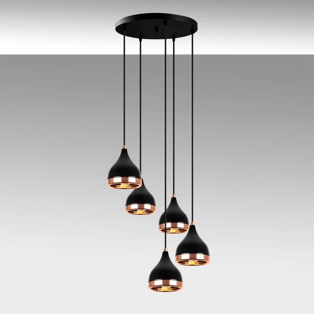 Lampadario nero/color rame con paralume in metallo ø 43 cm Yildo – Opviq lights