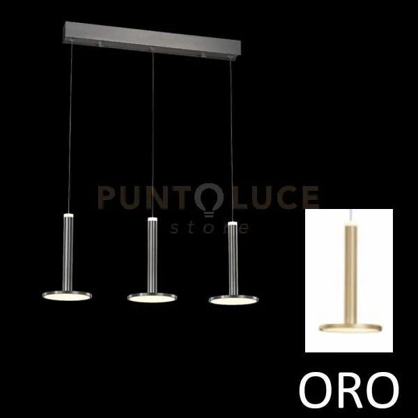 Lampadario led lineare a tre pendenti tua md17033012-3bsg oro