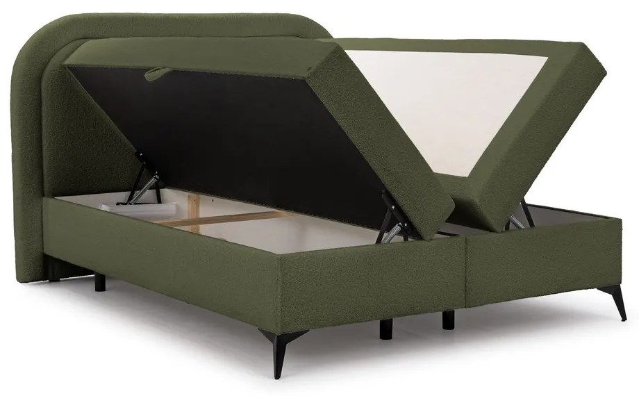 Letto boxspring verde con contenitore 140x200 cm Ornes – Ropez