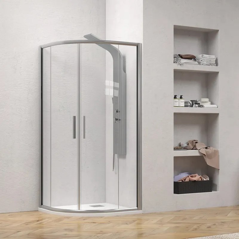 Box doccia semicircolare 90x90 finitura argento opaco | KE-2000A - KAMALU