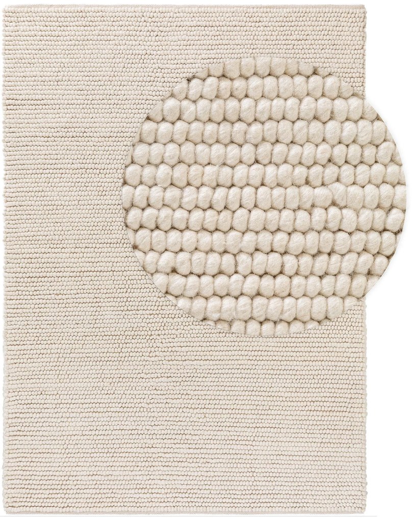 benuta Pure Tappeto di lana Beads Crema 120x170 cm - Tappeto fibra naturale