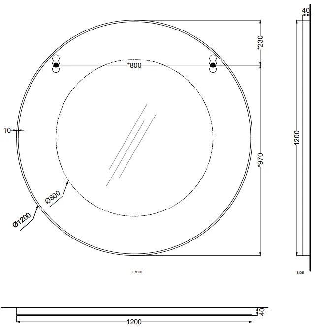 Cielo I Catini Round Specchio 120 Cm Tondo Con Scocca Laccata In Legno Cemento