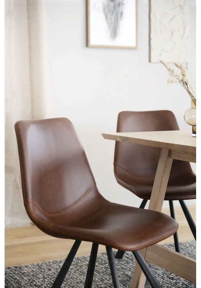 Sedia da pranzo marrone con gambe nere Alpha - Rowico