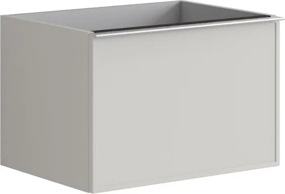 Cassettiera Pixel con 2 cassetti  frontale frame laccato opaco Beige Greige e maniglia alluminio brillante L60 x H40 x P45,5 cm