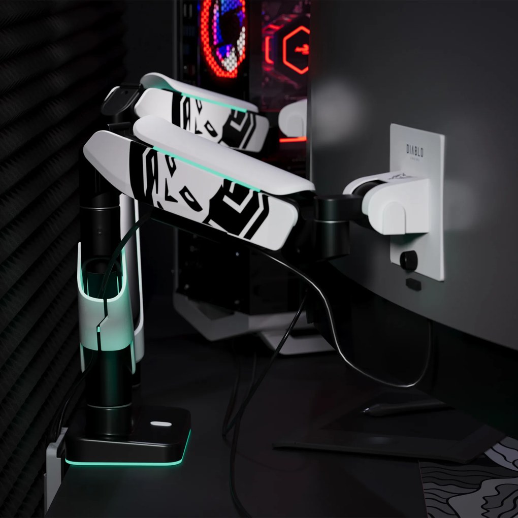 Supporto Doppio per Monitor da 49 Pollici Bianco e Nero X-Arm Dual RGB