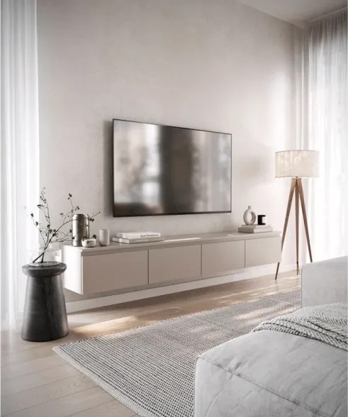 Mobile TV Sospeso 200 cm 4 Ante A Ribalta Tortora Lume