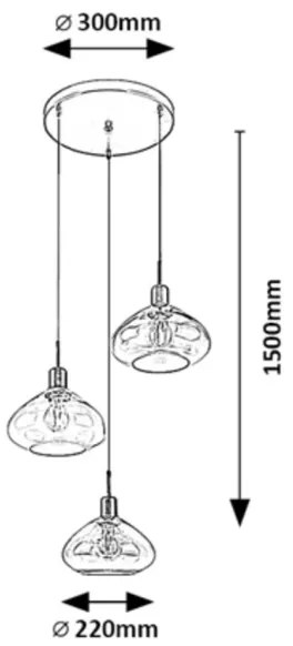 Rabalux 72023 - Lampadario a cavo DVORA 3xE27/40W/230V