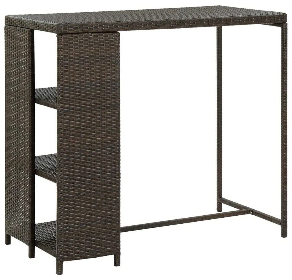 Tavolo da bar con ripiani marrone 120x60x110 cm in polyrattan