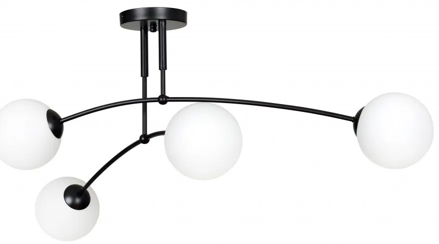 Lampadario a Sospensione in Acciaio e Vetro PREGOS 4 Nero/Bianco 4xE14 Colore del corpo Nero