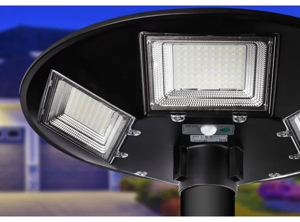Lampione solare stradale a LED con sensore LED/22W/6V 6500K IP65 nero + telecomando