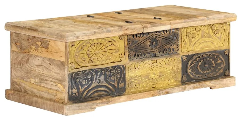 Tavolino Da Salotto 100x50x35 Cm İn Legno Massello Di Mango /